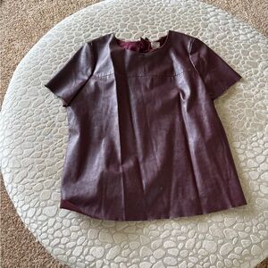 Burgundy Short Sleeve Leather Top chicos